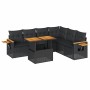 Set sofás jardín y cojines 6 pzas ratán sintético acacia negro by , Garden sets - Ref: Foro24-3327604, Price: 544,05 €, Disco...