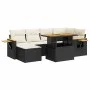 Set sofás jardín y cojines 7 pzas ratán sintético acacia negro by , Garden sets - Ref: Foro24-3327619, Price: 464,06 €, Disco...