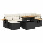 Set sofás jardín y cojines 7 pzas ratán sintético acacia negro by , Garden sets - Ref: Foro24-3327619, Price: 472,28 €, Disco...