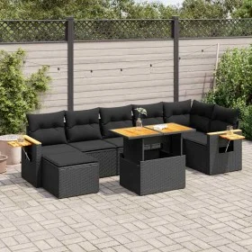 Set sofás jardín y cojines 8 pzas ratán sintético acacia negro von , Gartensets - Ref: Foro24-3327625, Preis: 572,31 €, Rabat...