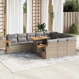 Set sofás jardín y cojines 10 pzas ratán sintético acacia beige by , Garden sets - Ref: Foro24-3327650, Price: 791,79 €, Disc...