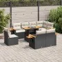 Set sofás jardín y cojines 9 pzas ratán sintético acacia negro by , Garden sets - Ref: Foro24-3327612, Price: 624,48 €, Disco...