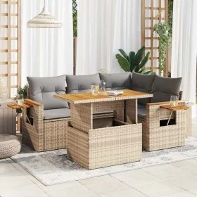 Set sofás jardín y cojines 4 pzas ratán sintético acacia beige by , Garden sets - Ref: Foro24-3327594, Price: 390,73 €, Disco...