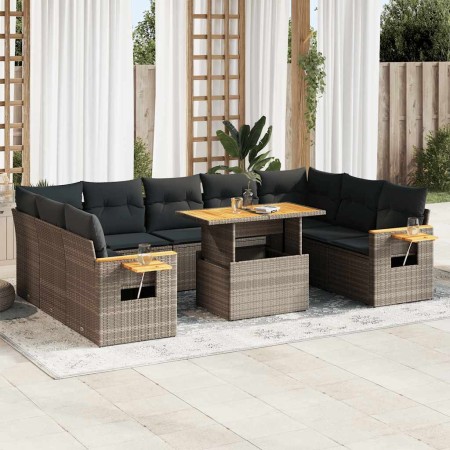 Set sofás jardín y cojines 10 pzas ratán sintético acacia gris von , Gartensets - Ref: Foro24-3327644, Preis: 665,73 €, Rabat...