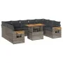 Set sofás jardín y cojines 10 pzas ratán sintético acacia gris de , Conjuntos de jardín - Ref: Foro24-3327644, Precio: 655,88...