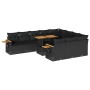 Set sofás jardín y cojines 10 pzas ratán sintético acacia negro by , Garden sets - Ref: Foro24-3327646, Price: 844,14 €, Disc...