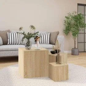 Mesas auxiliares 3 pzas madera contrachapada color roble Sonoma by , Side tables - Ref: Foro24-808588, Price: 67,65 €, Discou...