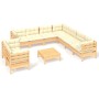 Gartenmöbel 10 Stück und Kissen aus massivem Kiefernholz in Creme von vidaXL, Gartensets - Ref: Foro24-3096905, Preis: 854,95...