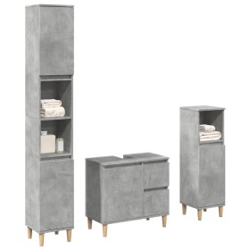 Set muebles de baño 2 piezas madera contrachapada gris hormigón de , Muebles de baño - Ref: Foro24-3324945, Precio: 163,53 €,...