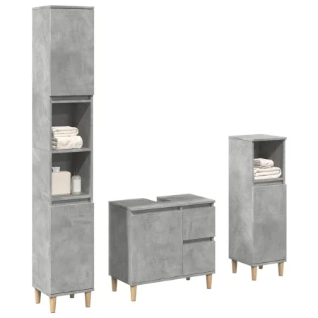Set muebles de baño 2 piezas madera contrachapada gris hormigón de , Muebles de baño - Ref: Foro24-3324945, Precio: 164,90 €,...