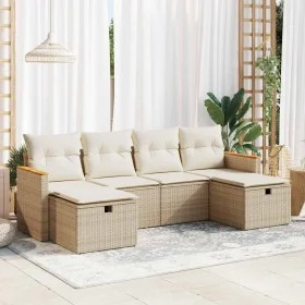 Juego de sofás jardín con cojines 6 pzas ratán sintético beige by , Garden sets - Ref: Foro24-3325943, Price: 427,71 €, Disco...
