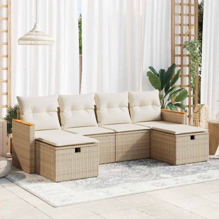Juego de sofás jardín con cojines 6 pzas ratán sintético beige by , Garden sets - Ref: Foro24-3325943, Price: 422,81 €, Disco...