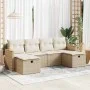 Juego de sofás jardín con cojines 6 pzas ratán sintético beige by , Garden sets - Ref: Foro24-3325943, Price: 427,71 €, Disco...