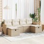 Juego de sofás jardín con cojines 6 pzas ratán sintético beige by , Garden sets - Ref: Foro24-3325943, Price: 422,81 €, Disco...