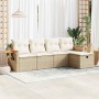 Juego de sofás jardín con cojines 5 pzas ratán sintético beige by , Garden sets - Ref: Foro24-3325957, Price: 393,17 €, Disco...