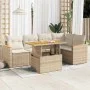 Set sofás jardín y cojines 6 pzas ratán sintético acacia beige by , Garden sets - Ref: Foro24-3327488, Price: 479,10 €, Disco...