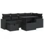 Set de sofás de jardín 7 pzas con cojines ratán sintético negro by , Garden sets - Ref: Foro24-3327815, Price: 516,69 €, Disc...