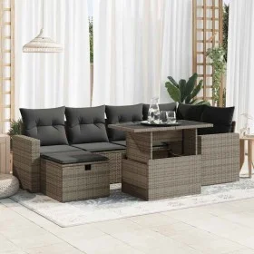 Set de sofás de jardín 7 pzas con cojines ratán sintético gris by , Garden sets - Ref: Foro24-3327820, Price: 476,86 €, Disco...