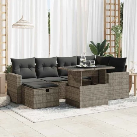 Set de sofás de jardín 7 pzas con cojines ratán sintético gris von , Gartensets - Ref: Foro24-3327820, Preis: 476,86 €, Rabat...