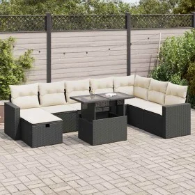Set de sofás de jardín con cojines 9 pzas ratán sintético negro by , Garden sets - Ref: Foro24-3327836, Price: 571,10 €, Disc...