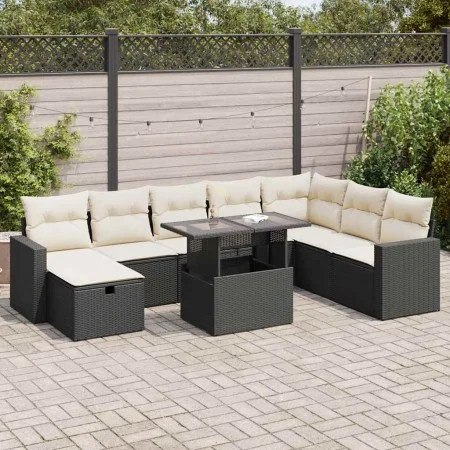 Set de sofás de jardín con cojines 9 pzas ratán sintético negro by , Garden sets - Ref: Foro24-3327836, Price: 571,10 €, Disc...