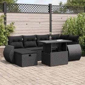 Set de sofás de jardín 7 pzas con cojines ratán sintético negro by , Garden sets - Ref: Foro24-3327895, Price: 507,10 €, Disc...