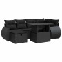 Set de sofás de jardín 7 pzas con cojines ratán sintético negro de , Conjuntos de jardín - Ref: Foro24-3327895, Precio: 524,84 €