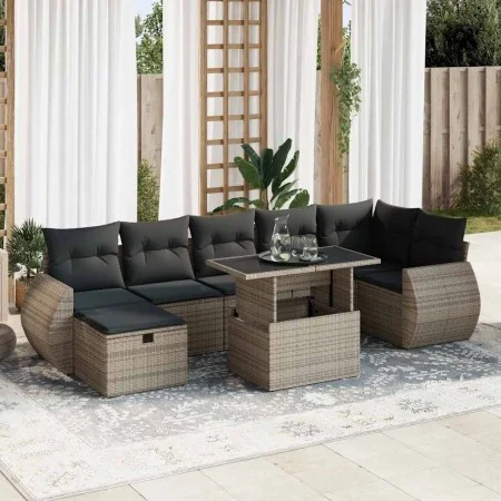 Set de sofás de jardín y cojines 8 piezas ratán sintético gris by , Garden sets - Ref: Foro24-3327910, Price: 544,44 €, Disco...