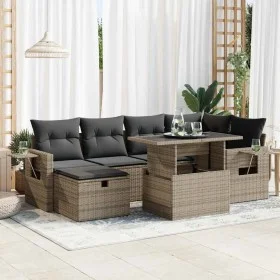Set de sofás de jardín 7 pzas con cojines ratán sintético gris by , Garden sets - Ref: Foro24-3327860, Price: 481,85 €, Disco...