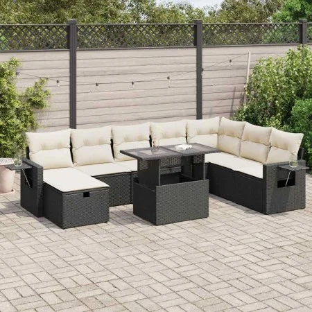 Set de sofás de jardín con cojines 9 pzas ratán sintético negro by , Garden sets - Ref: Foro24-3327876, Price: 576,65 €, Disc...