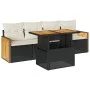 Set sofás jardín y cojines 5 pzas ratán sintético acacia negro by , Garden sets - Ref: Foro24-3327654, Price: 351,80 €, Disco...