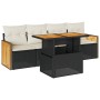 Set sofás jardín y cojines 5 pzas ratán sintético acacia negro by , Garden sets - Ref: Foro24-3327654, Price: 346,01 €, Disco...