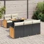 Set sofás jardín y cojines 6 pzas ratán sintético acacia negro by , Garden sets - Ref: Foro24-3327661, Price: 462,11 €, Disco...