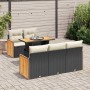Set sofás jardín y cojines 6 pzas ratán sintético acacia negro by , Garden sets - Ref: Foro24-3327661, Price: 446,47 €, Disco...