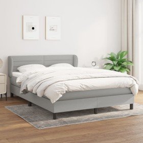 Cama box spring con colchón tela gris claro 140x190 cm Cama box spring con colchón tela gris claro 140x190 cm