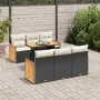 Set sofás jardín y cojines 7 pzas ratán sintético acacia negro by , Garden sets - Ref: Foro24-3327668, Price: 513,92 €, Disco...