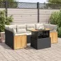 Set sofás jardín y cojines 7 pzas ratán sintético acacia negro by , Garden sets - Ref: Foro24-3327675, Price: 494,02 €, Disco...