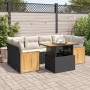 Set sofás jardín y cojines 7 pzas ratán sintético acacia negro von , Gartensets - Ref: Foro24-3327675, Preis: 493,24 €, Rabat...