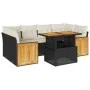 Set sofás jardín y cojines 7 pzas ratán sintético acacia negro by , Garden sets - Ref: Foro24-3327675, Price: 494,02 €, Disco...