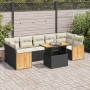 Set sofás jardín y cojines 8 pzas ratán sintético acacia negro by , Garden sets - Ref: Foro24-3327682, Price: 541,31 €, Disco...