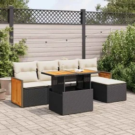 Set sofás jardín y cojines 6 pzas ratán sintético acacia negro von , Gartensets - Ref: Foro24-3327696, Preis: 402,31 €, Rabat...