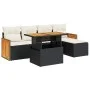 Set sofás jardín y cojines 6 pzas ratán sintético acacia negro von , Gartensets - Ref: Foro24-3327696, Preis: 402,70 €, Rabat...