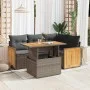 Set sofás jardín y cojines 5 pzas ratán sintético acacia gris de , Conjuntos de jardín - Ref: Foro24-3327707, Precio: 380,82 ...