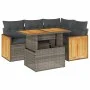 Set sofás jardín y cojines 5 pzas ratán sintético acacia gris de , Conjuntos de jardín - Ref: Foro24-3327707, Precio: 380,82 ...