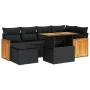 Set sofás jardín y cojines 7 pzas ratán sintético acacia negro by , Garden sets - Ref: Foro24-3327730, Price: 481,64 €, Disco...