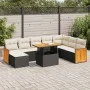 Set sofás jardín y cojines 9 pzas ratán sintético acacia negro von , Gartensets - Ref: Foro24-3327745, Preis: 565,99 €, Rabat...