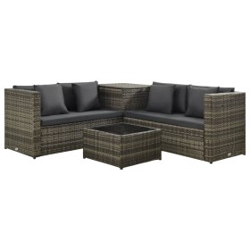 4-piece garden furniture set and gray synthetic rattan cushions by vidaXL, Garden sets - Ref: Foro24-313130, Price: 571,86 €,...