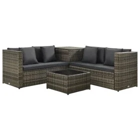 4-piece garden furniture set and gray synthetic rattan cushions by vidaXL, Garden sets - Ref: Foro24-313130, Price: 565,54 €,...