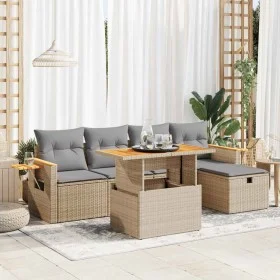 Juego de sofás jardín con cojines 6 pzas ratán sintético beige von , Gartensets - Ref: Foro24-3328130, Preis: 416,29 €, Rabat...