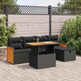 Set de sofás de jardín 6 piezas y cojines ratán sintético negro by , Garden sets - Ref: Foro24-3328147, Price: 409,81 €, Disc...
